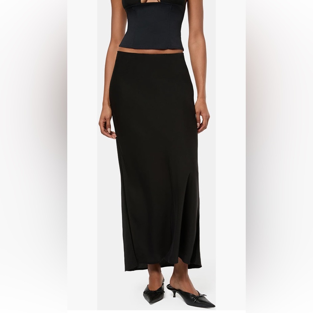 WeWoreWhat Black Silky Maxi Skirt